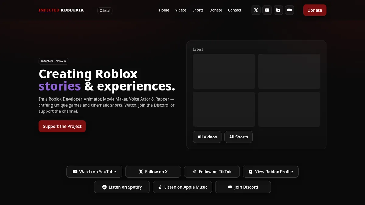 Infected Robloxia website homepage — Image 1 of 3